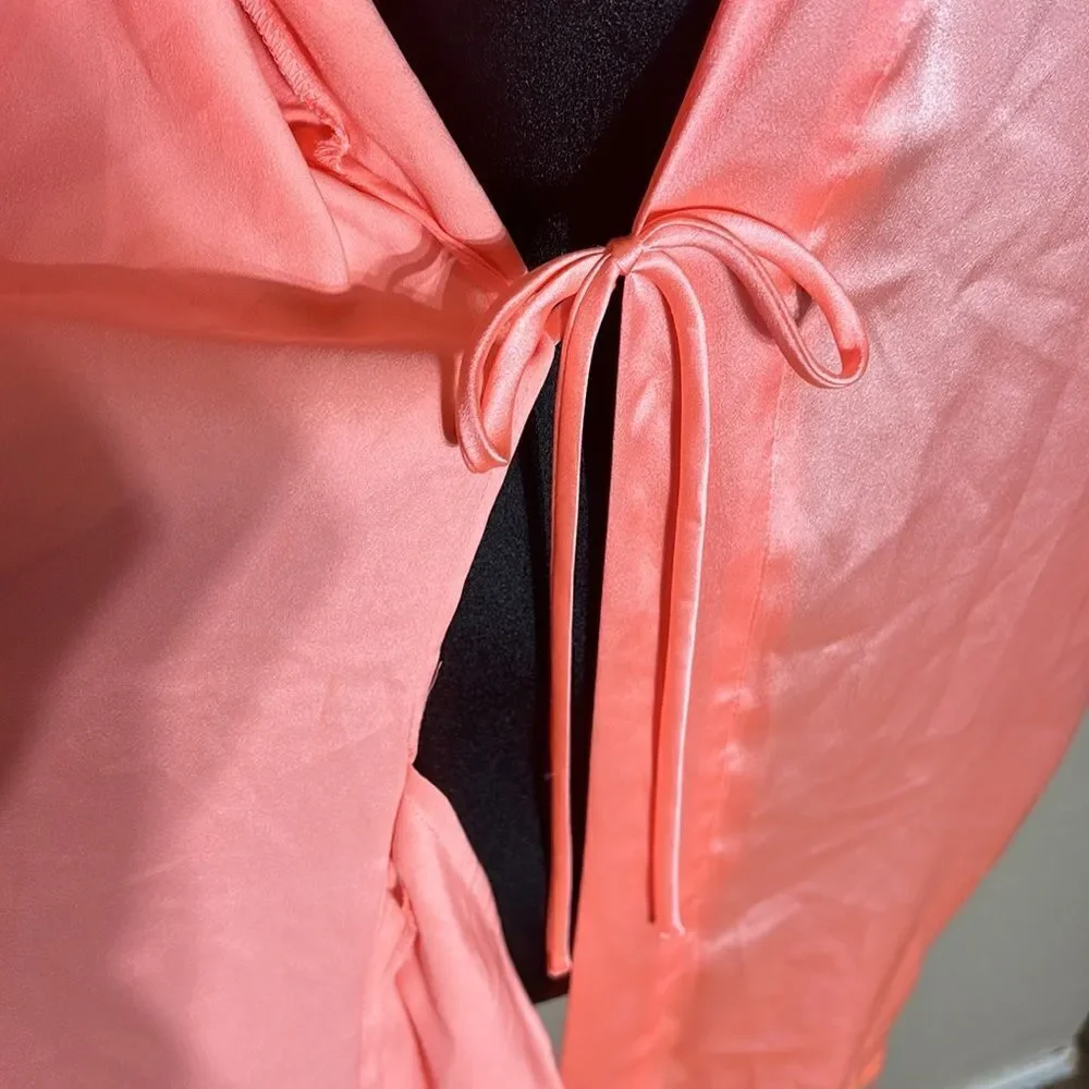 Victoria’s Secret coral silky satin short robe xs/s loungewear luxurious sleep